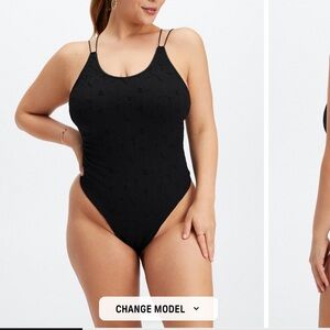 Fabletics Black One Piece Swimsuit with Spaghetti Straps